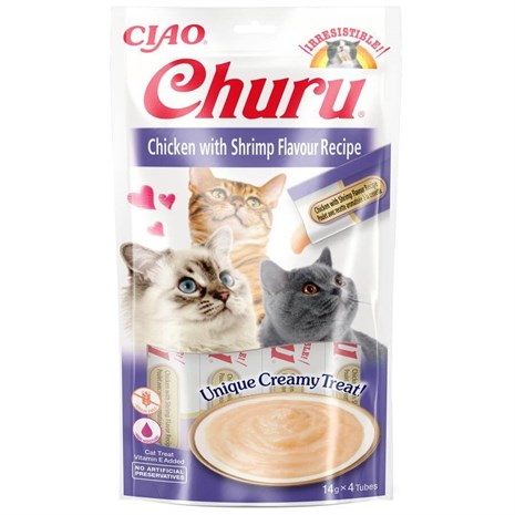 Ciao Churu Cream Tavuklu ve Karidesli Kedi Kreması 4x14 Gr