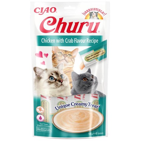 Ciao Churu Cream Tavuklu ve Yengeçli Kedi Kreması 4x14 Gr