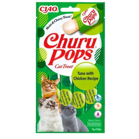 Ciao Pops Ton Balıklı ve Tavuklu Kedi Ödül Kreması 4 x 15 Gr