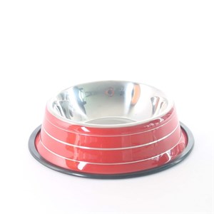 Renkli Baskılı Çelik Mama Kabı 16 Cm - 8 Oz Kırmızı